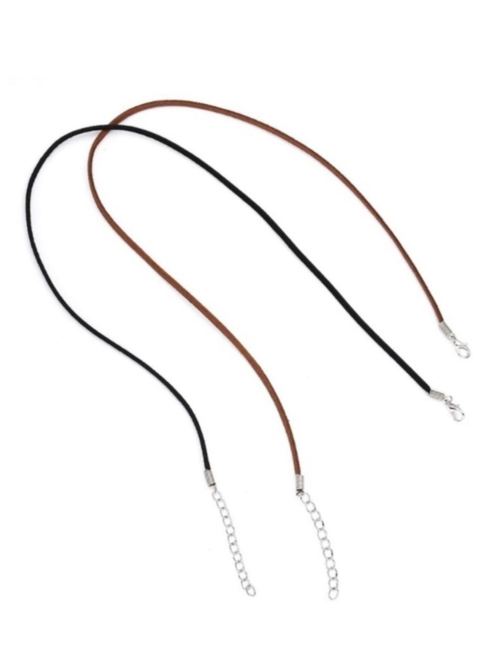 🔴 5 for $10 ONE Black Suede Leather Cord Necklace Silver Clasp